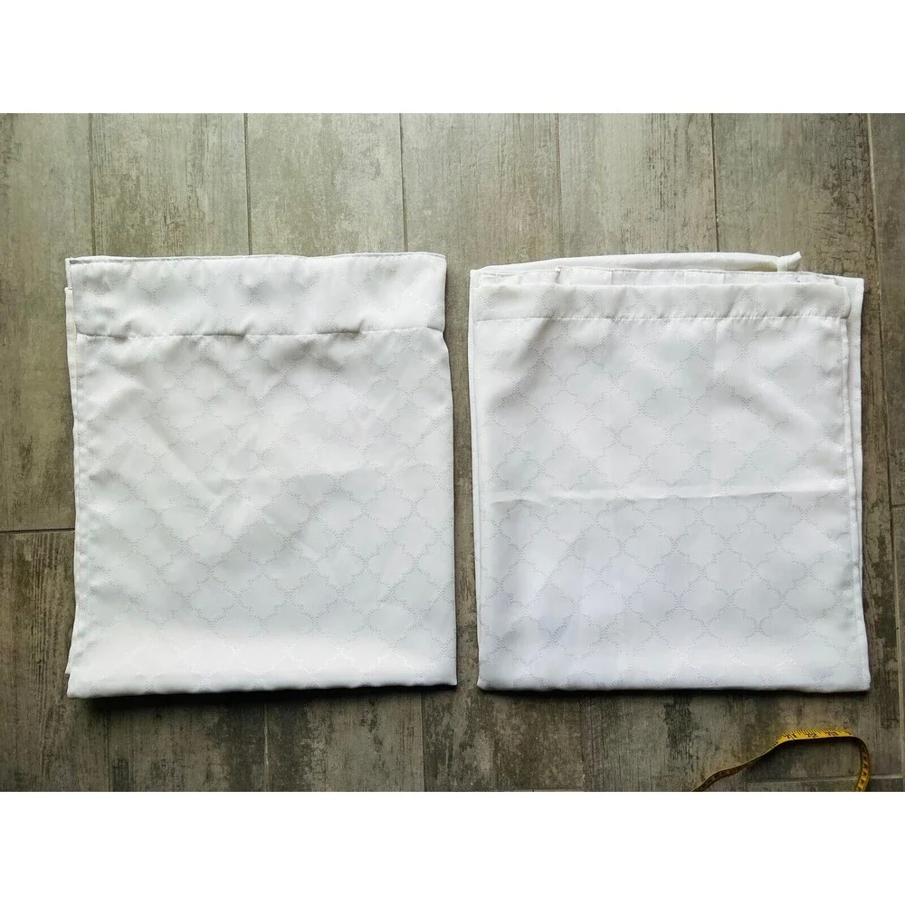 White Silver Lattice Moroccan Print Set of 2 Room Darkening 37